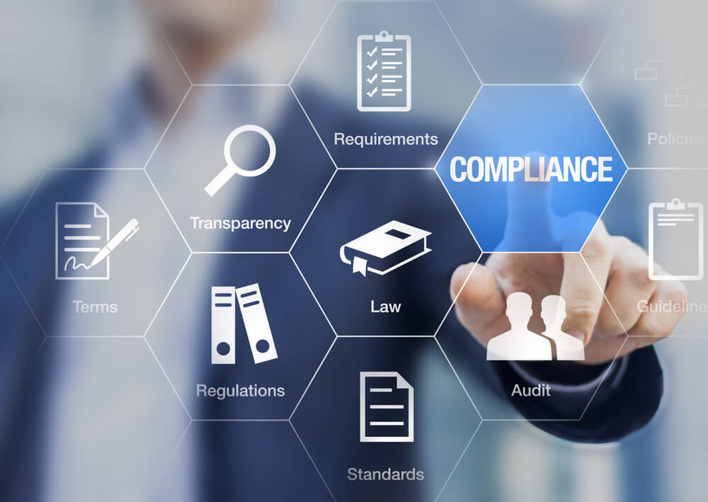 Tax Compliance: Understanding the essential roles of compliance in business with a digital interface showcasing law, transparency, regulations, and audit